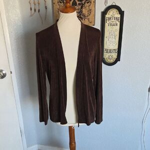 Citiknits Women's Open-Front Brown Lightweight Cardigan Small